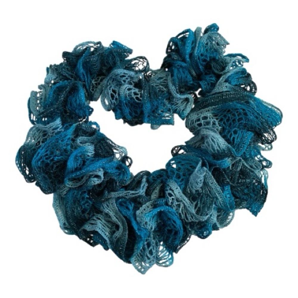 Blue Ruffle Boho Crochet Scarf Handmade